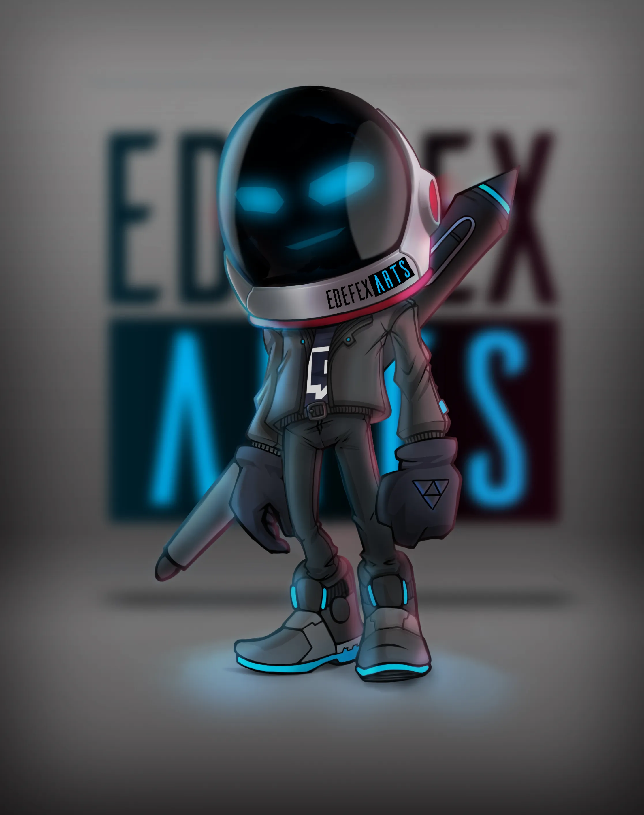 NOVA, the EdefexArts astronaut mascot, holding a giant stylus